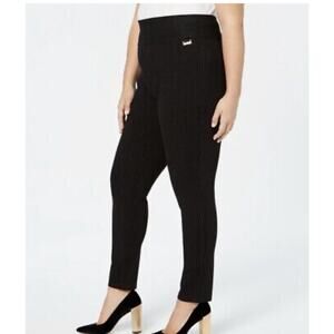 Calvin Klein Black With White Stripe Stretch Pull On Pants 1X Plus Formal Work